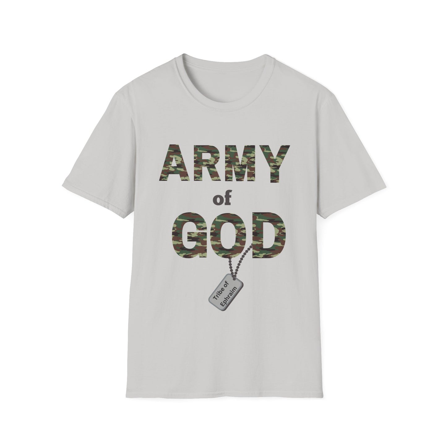 ARMY OF GOD with customizable TRIBAL NAME dog tag Unisex Softstyle T-Shirt