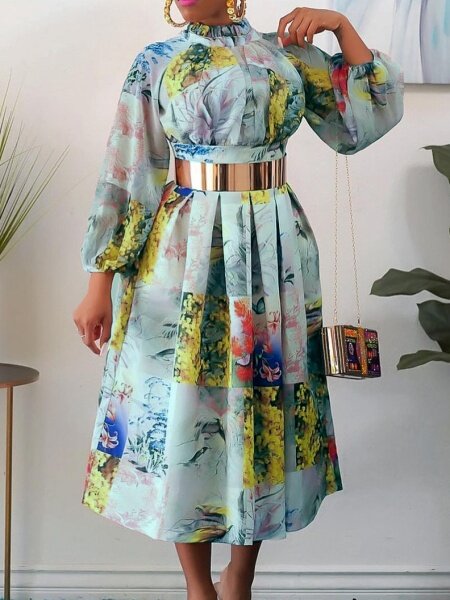 High-Waisted Printed Dresses Go With Belts