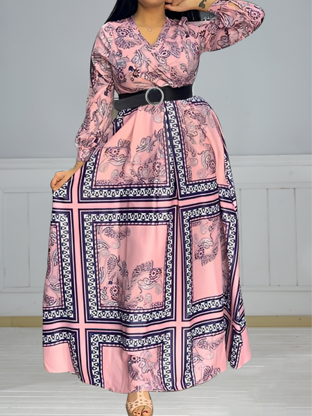 Printed Dress With Belt