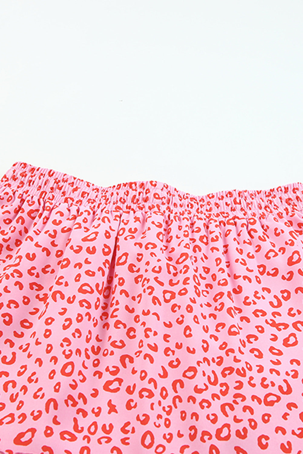Pink Leopard Drawstring Waist Frill Trim Tiered Skirt
