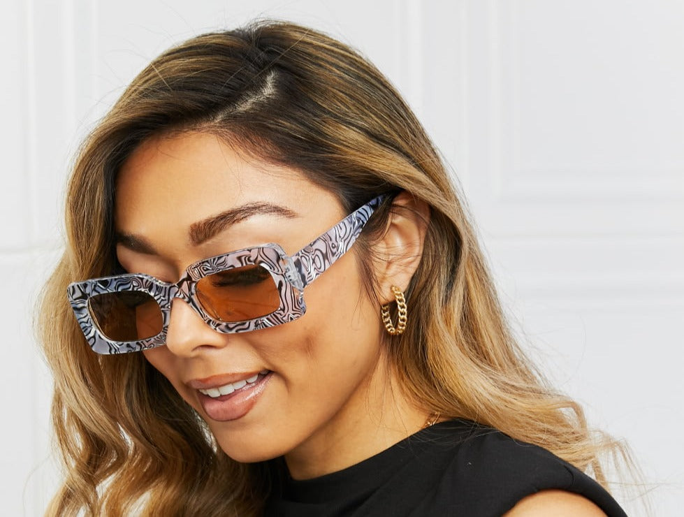Tortoiseshell Rectangle Polycarbonate Sunglasses