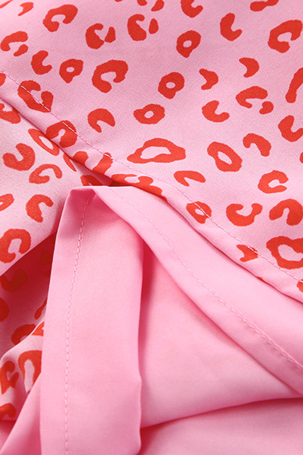 Pink Leopard Drawstring Waist Frill Trim Tiered Skirt