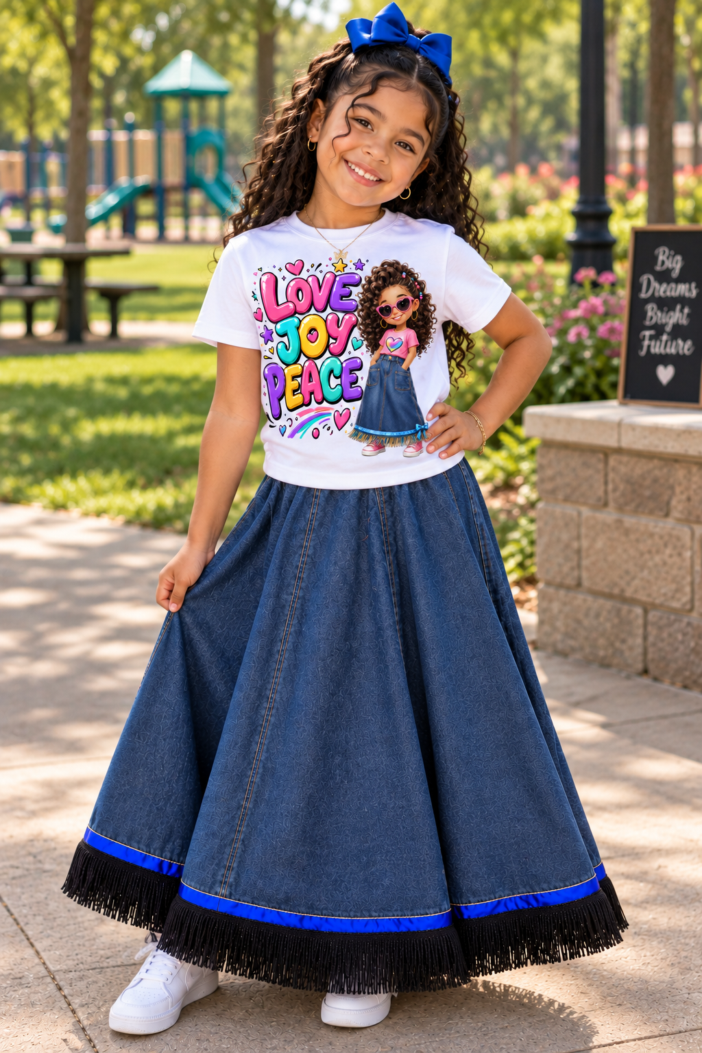 'Love Joy Peace' Kids Tee — Girl Graphic Shirt