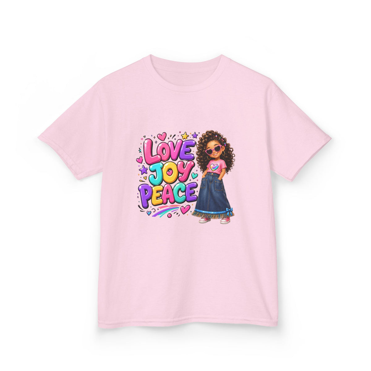 'Love Joy Peace' Kids Tee — Girl Graphic Shirt