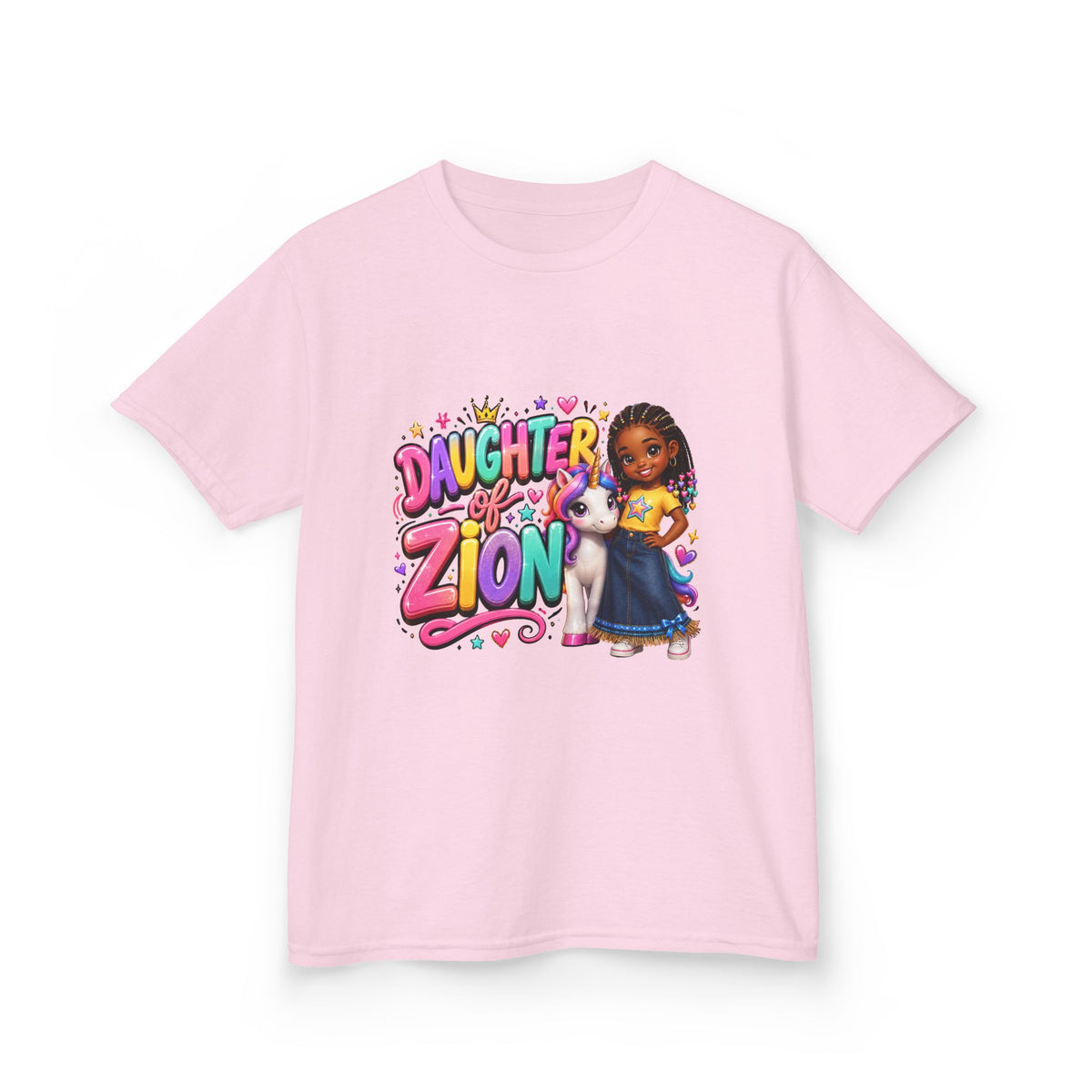 "Daughter of Zion"  Kids T‑Shirt — Colorful Girl Graphic