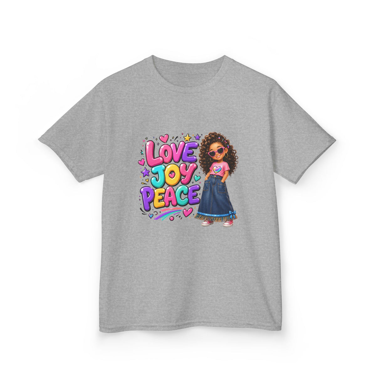 'Love Joy Peace' Kids Tee — Girl Graphic Shirt