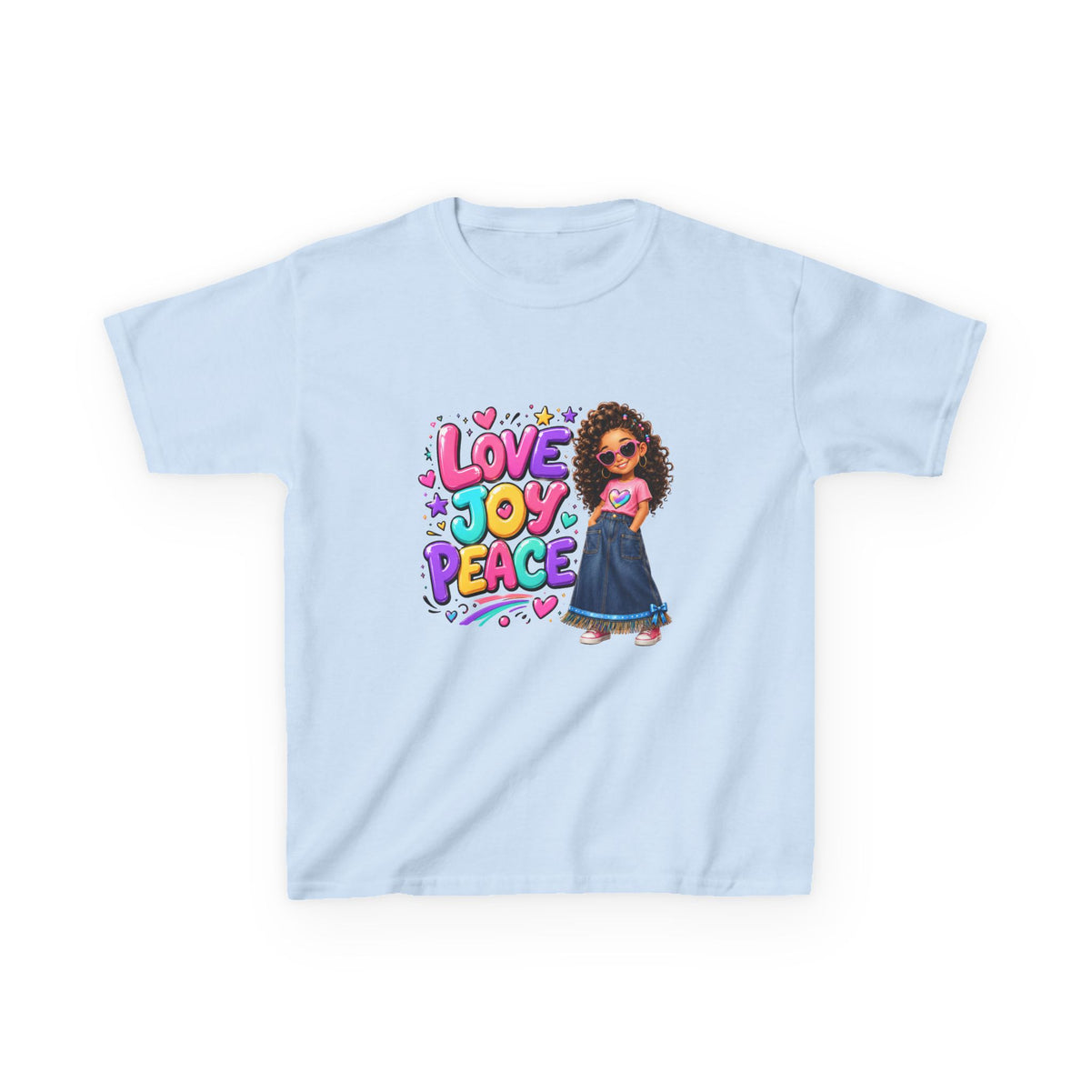 'Love Joy Peace' Kids Tee — Girl Graphic Shirt