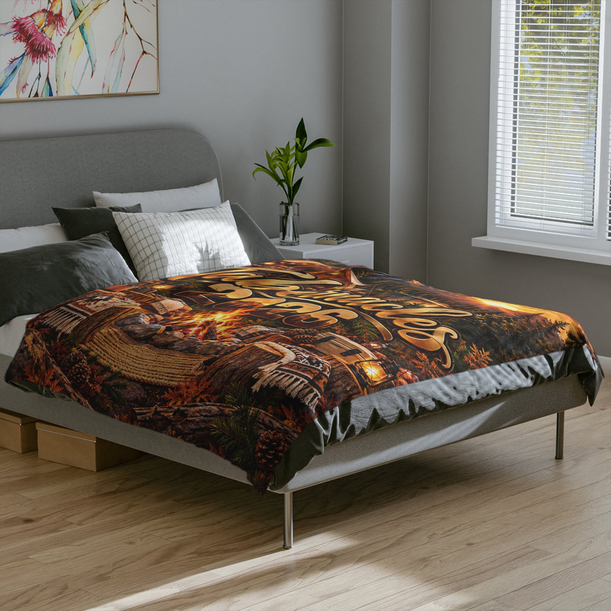 Tabernacles 2026 Velveteen Blanket — Cozy Camping Sunset Throw