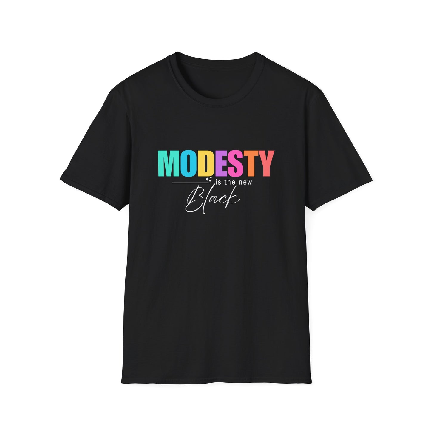 Colorful Modesty Is The New Black White Font T-Shirt