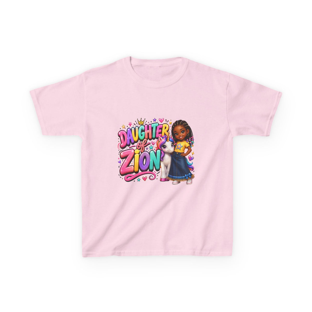 "Daughter of Zion"  Kids T‑Shirt — Colorful Girl Graphic
