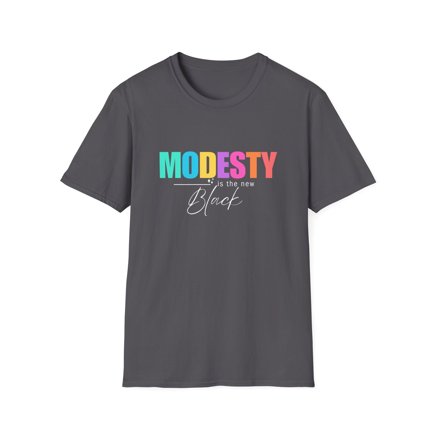 Colorful Modesty Is The New Black White Font T-Shirt