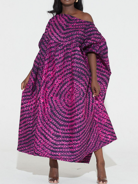 Neck Print Loose Dress