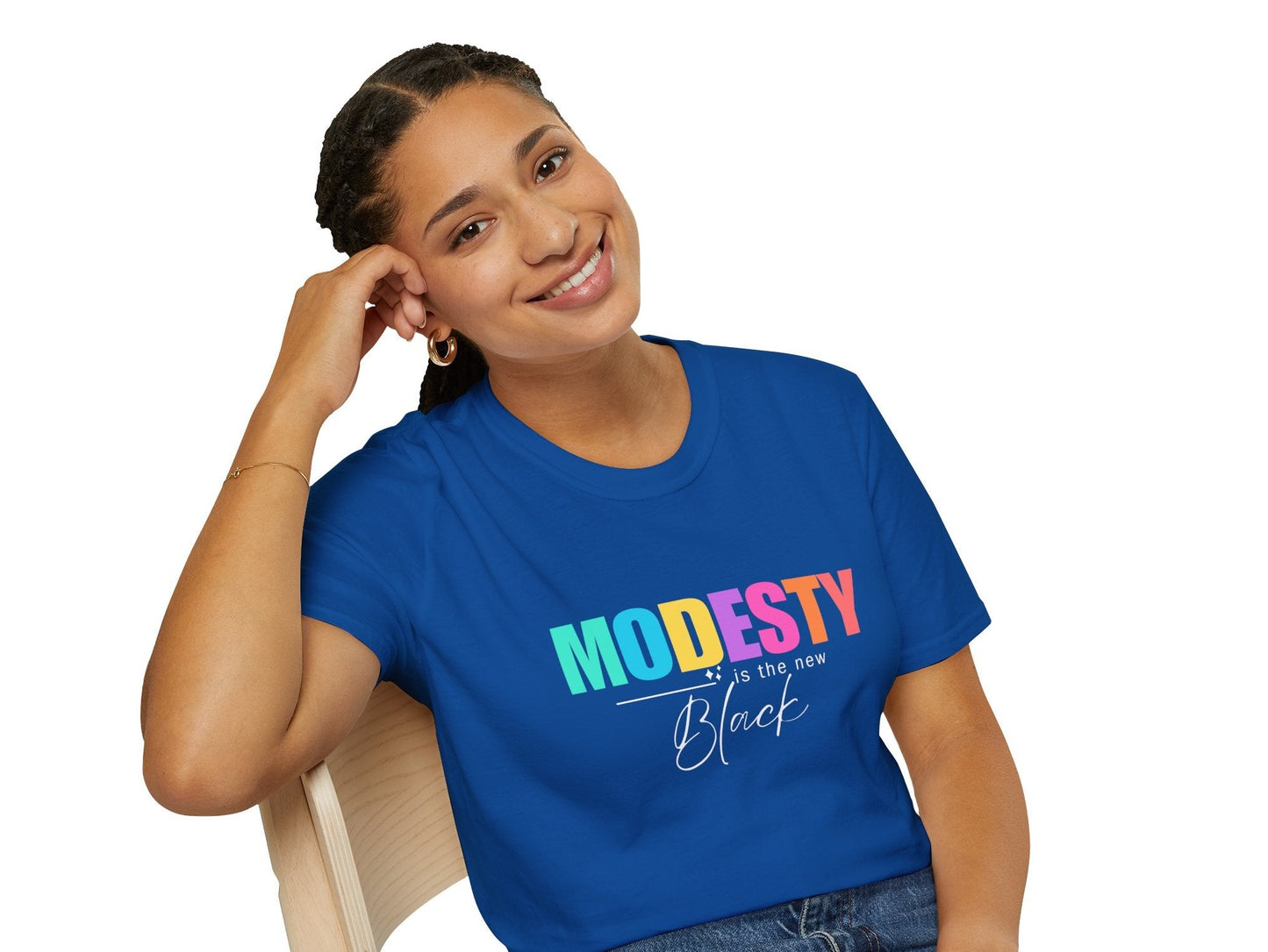 Colorful Modesty Is The New Black White Font T-Shirt