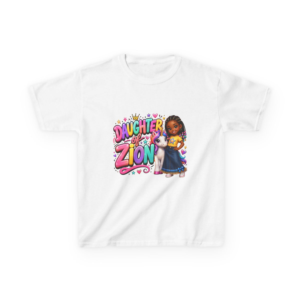 "Daughter of Zion"  Kids T‑Shirt — Colorful Girl Graphic