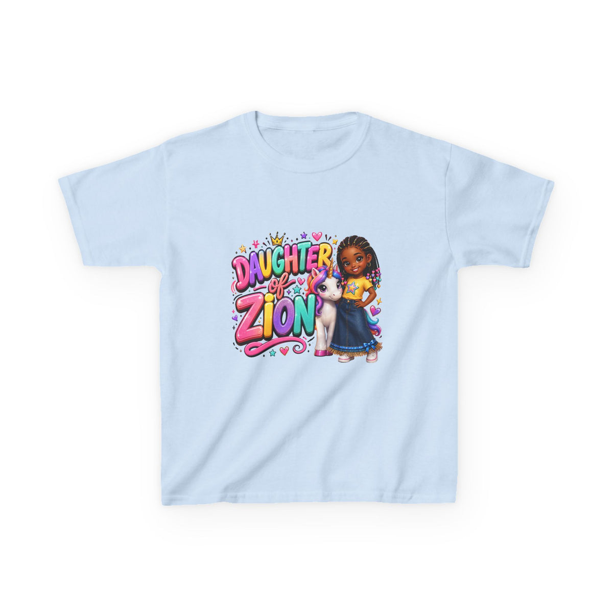 "Daughter of Zion"  Kids T‑Shirt — Colorful Girl Graphic