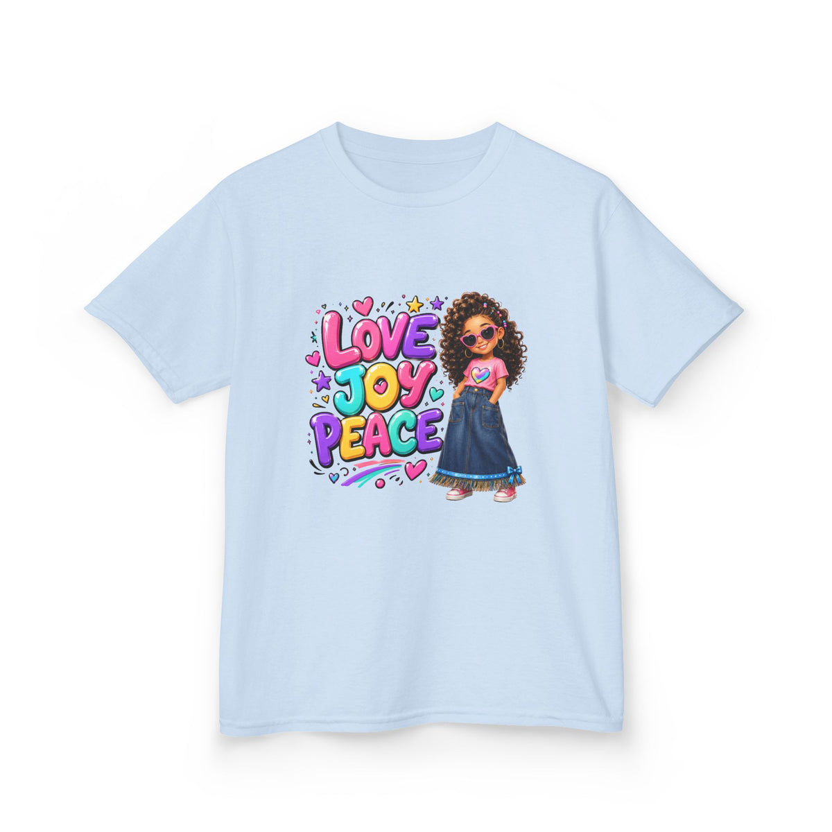 'Love Joy Peace' Kids Tee — Girl Graphic Shirt
