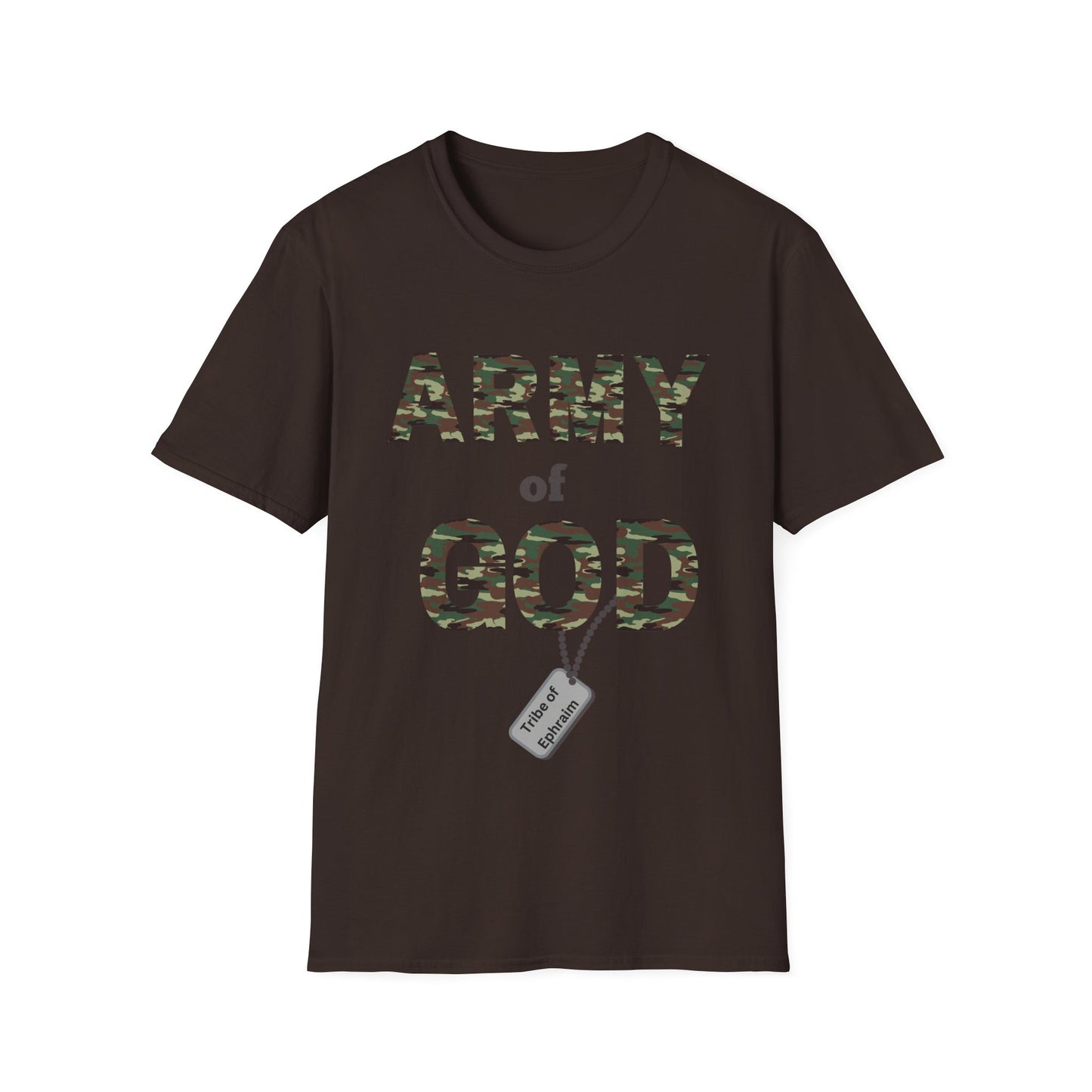 ARMY OF GOD with customizable TRIBAL NAME dog tag Unisex Softstyle T-Shirt