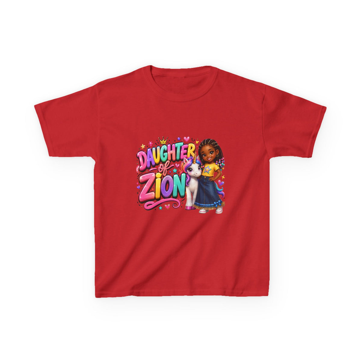 "Daughter of Zion"  Kids T‑Shirt — Colorful Girl Graphic