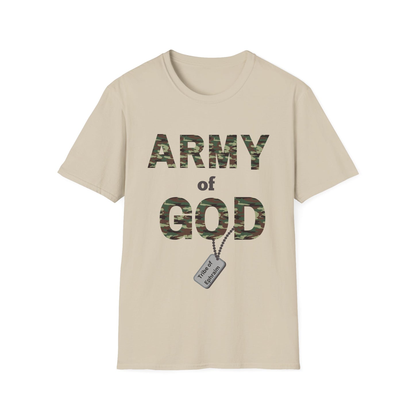 ARMY OF GOD with customizable TRIBAL NAME dog tag Unisex Softstyle T-Shirt