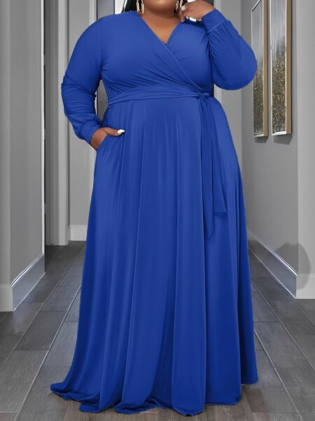 Casual Wrap Skirt Dress With Pockets