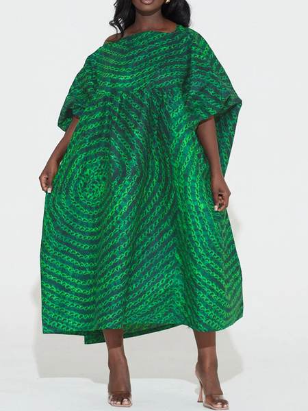 Neck Print Loose Dress