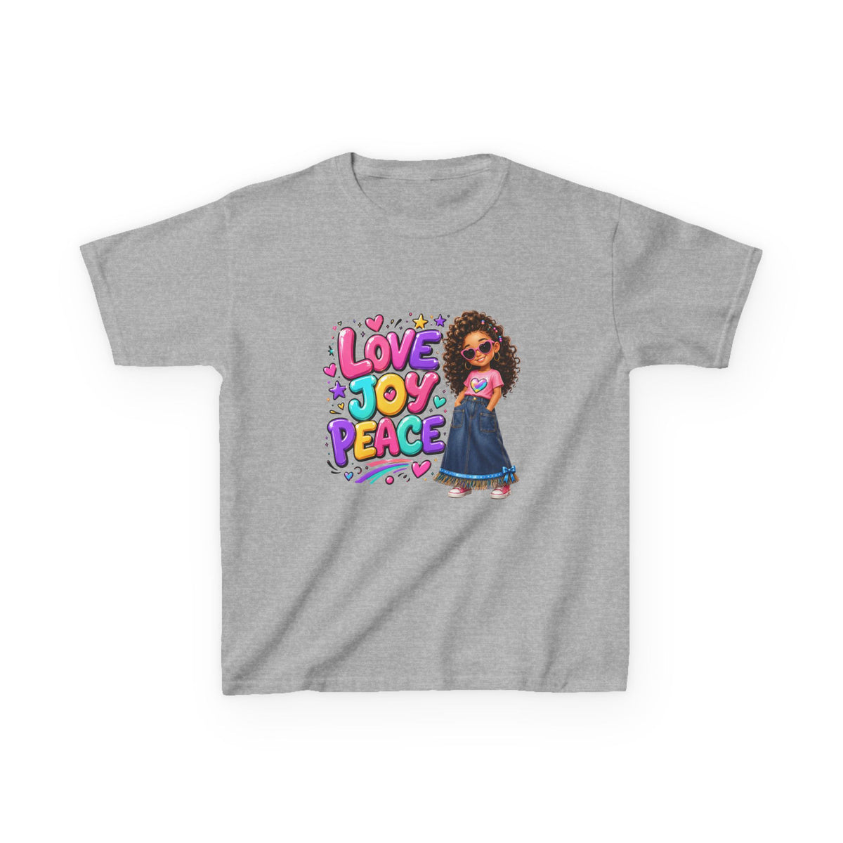 'Love Joy Peace' Kids Tee — Girl Graphic Shirt