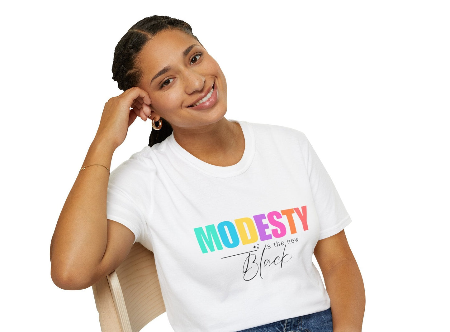 Colorful Modesty Is The New Black  Font T-Shirt Black Font