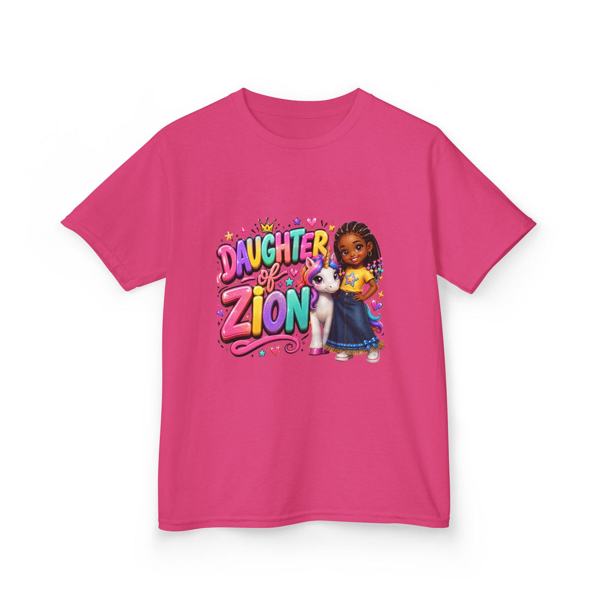 "Daughter of Zion"  Kids T‑Shirt — Colorful Girl Graphic