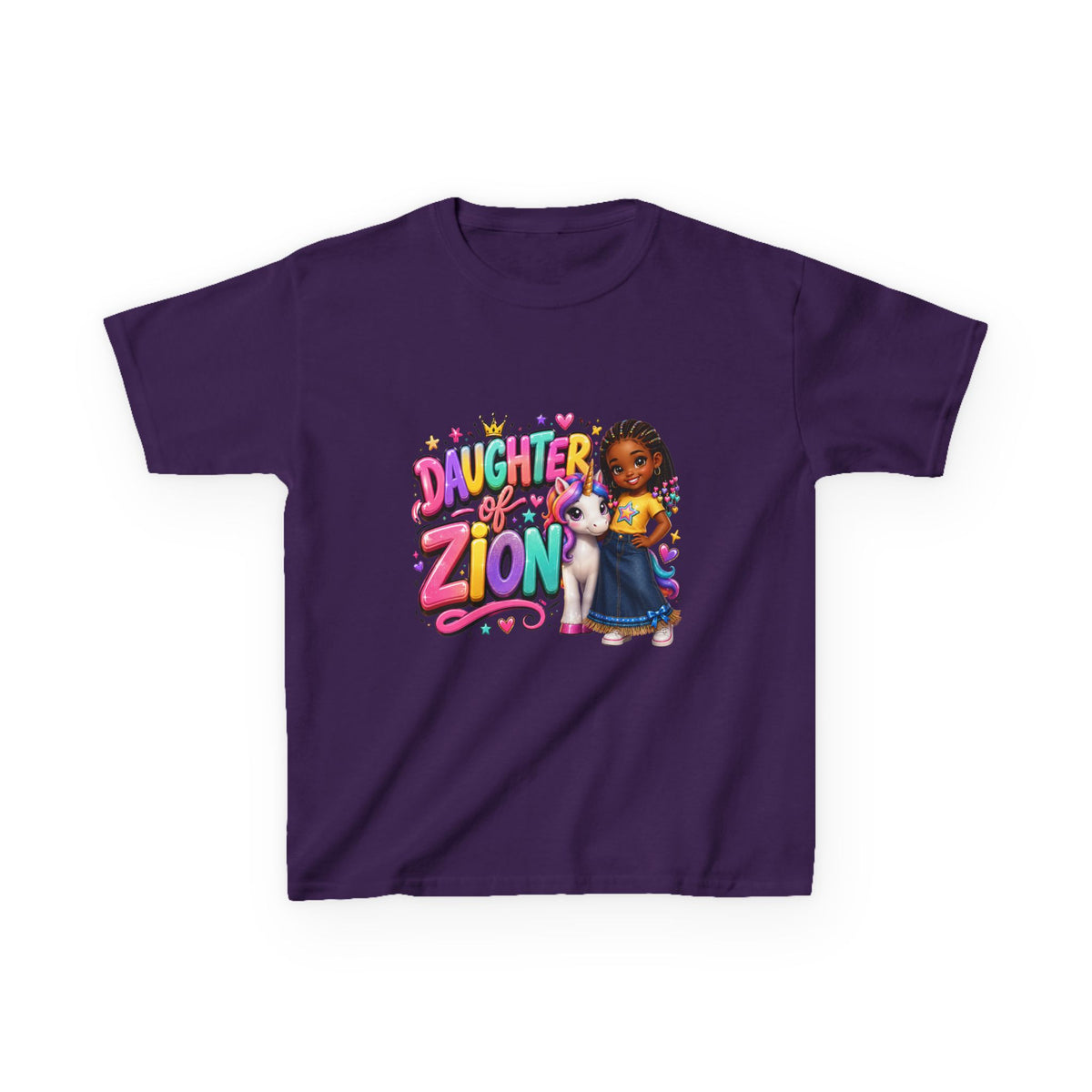 "Daughter of Zion"  Kids T‑Shirt — Colorful Girl Graphic