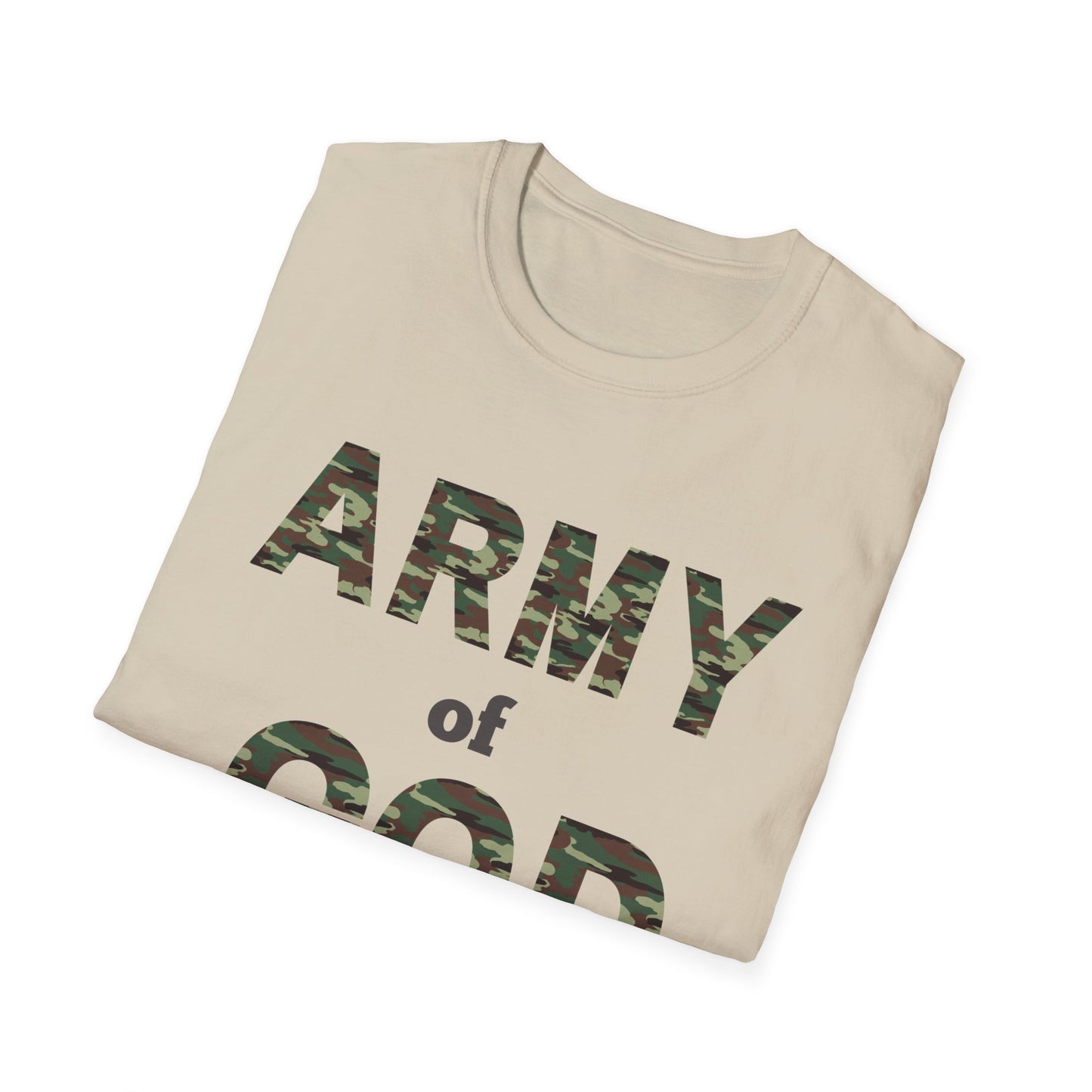 ARMY OF GOD with customizable TRIBAL NAME dog tag Unisex Softstyle T-Shirt