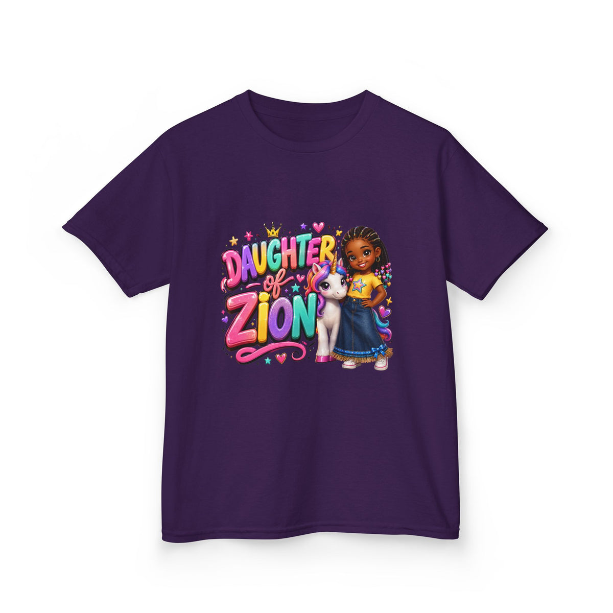 "Daughter of Zion"  Kids T‑Shirt — Colorful Girl Graphic