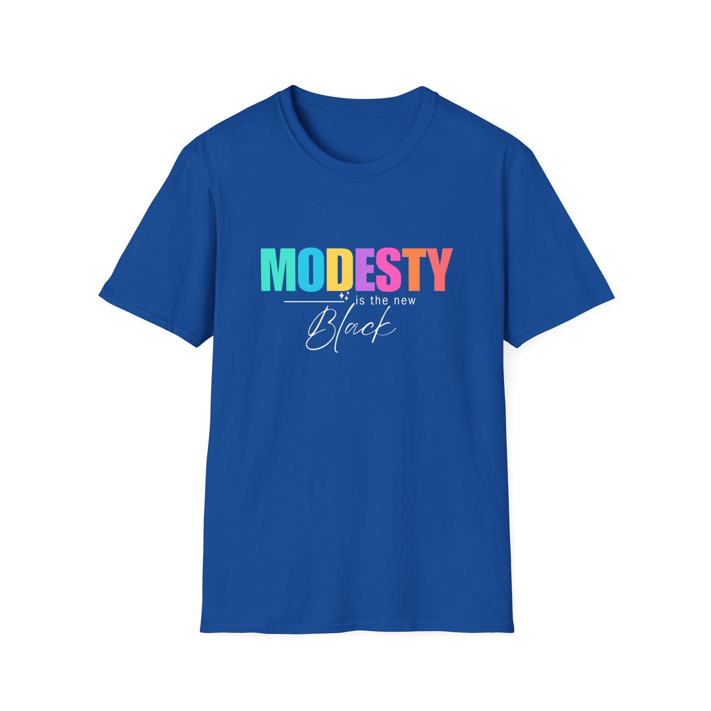 Colorful Modesty Is The New Black White Font T-Shirt