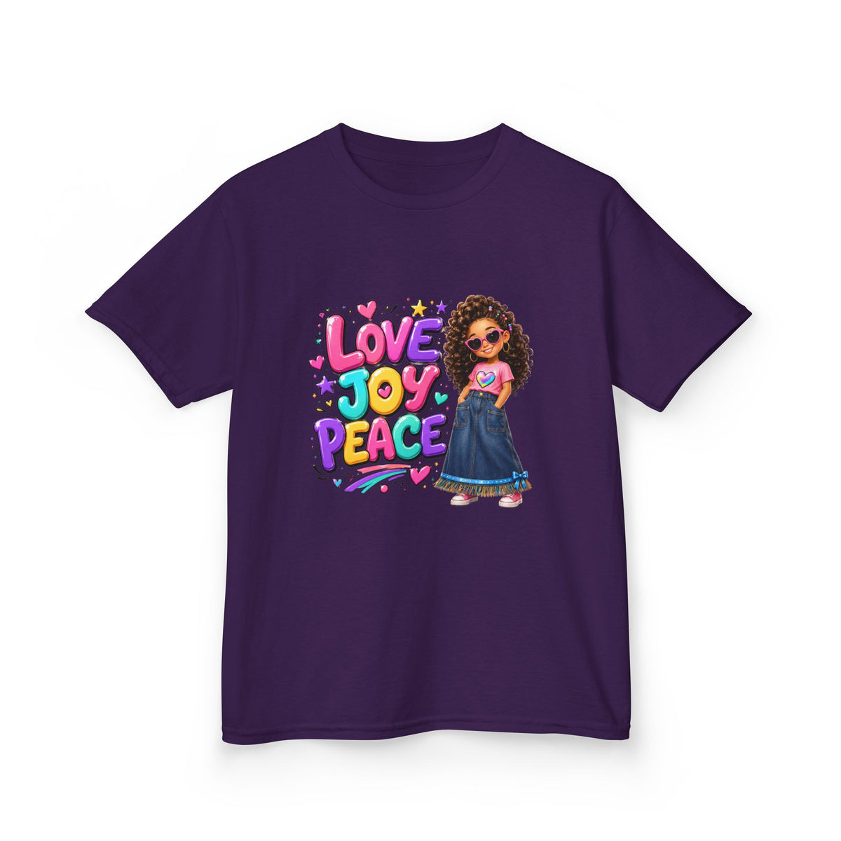 'Love Joy Peace' Kids Tee — Girl Graphic Shirt