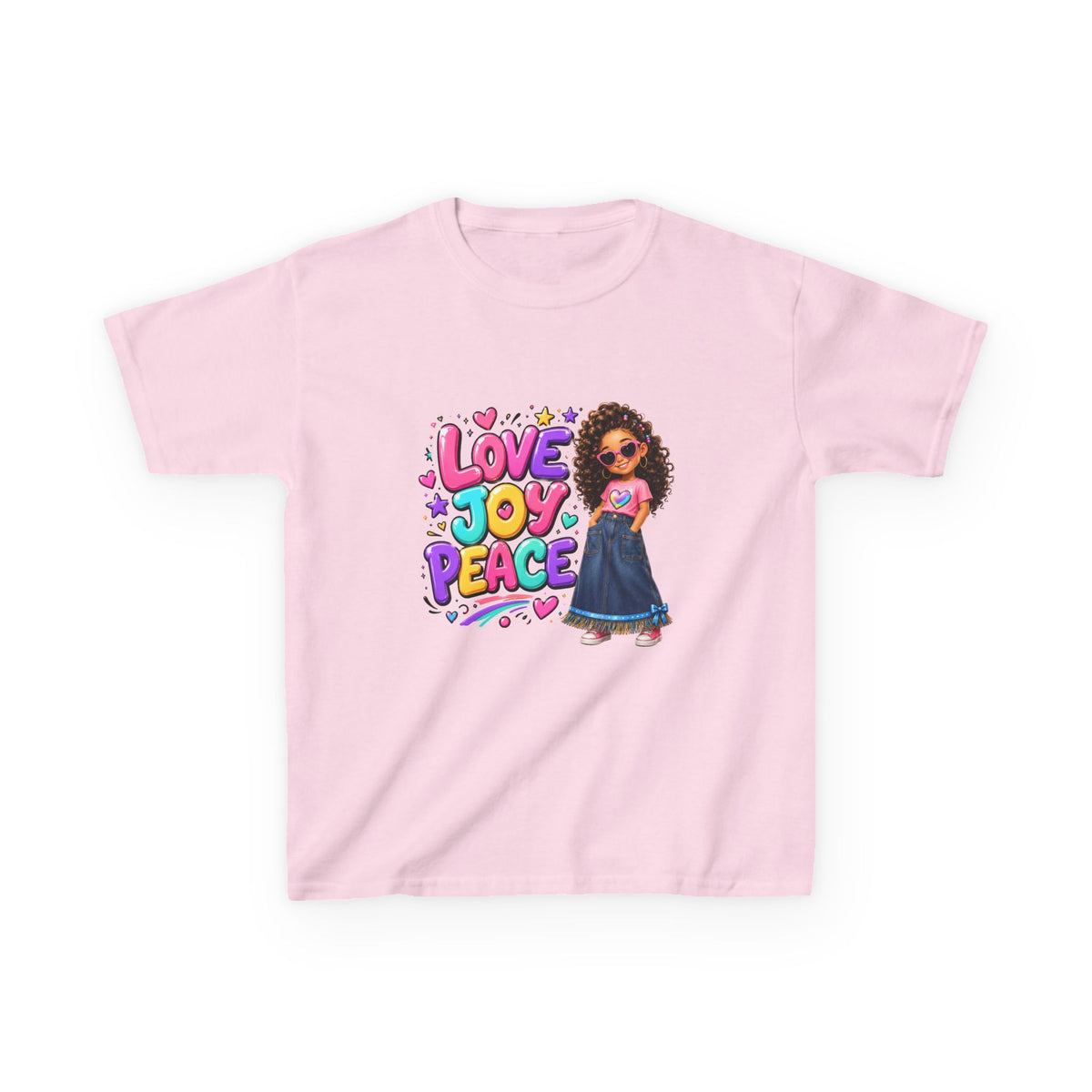 'Love Joy Peace' Kids Tee — Girl Graphic Shirt