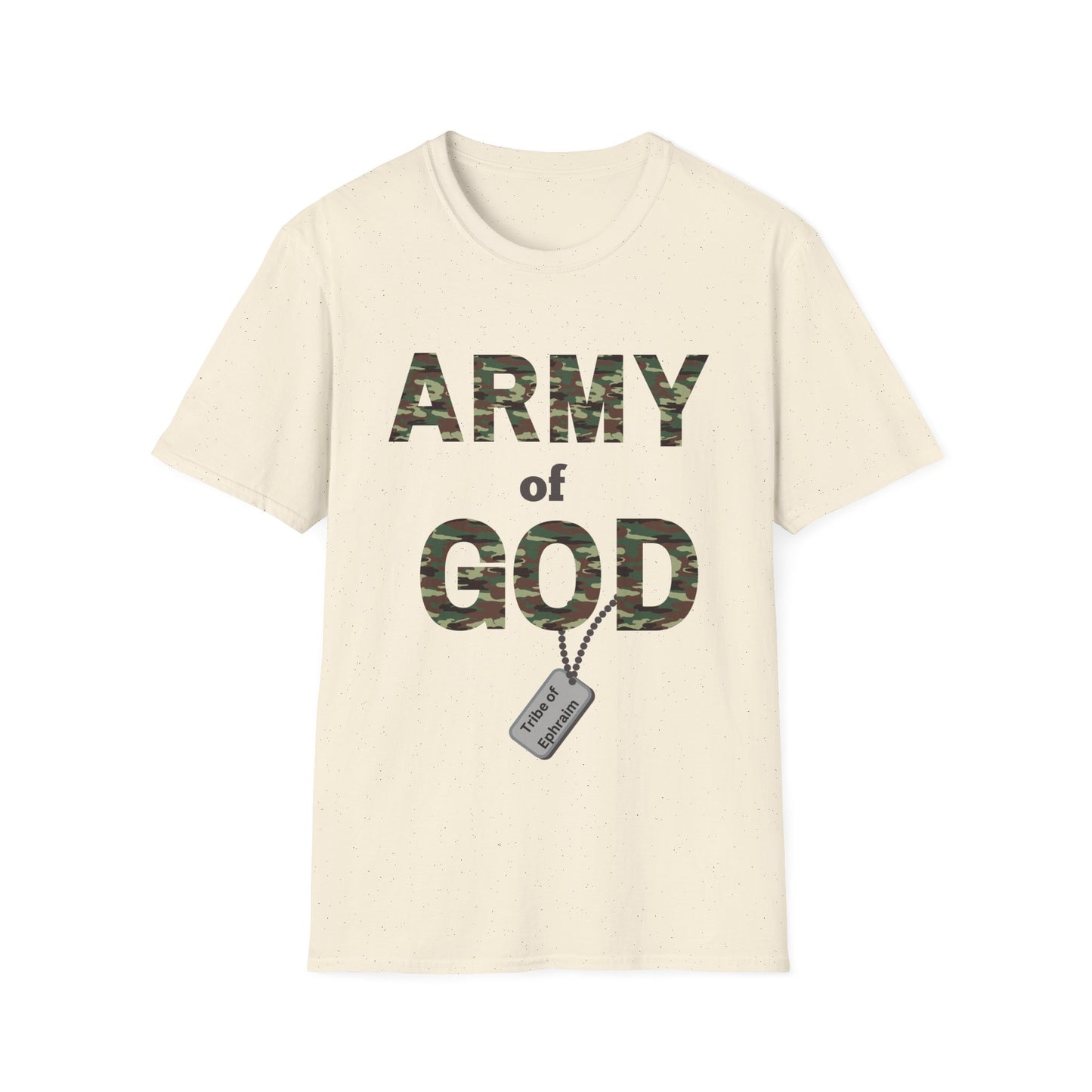 ARMY OF GOD with customizable TRIBAL NAME dog tag Unisex Softstyle T-Shirt