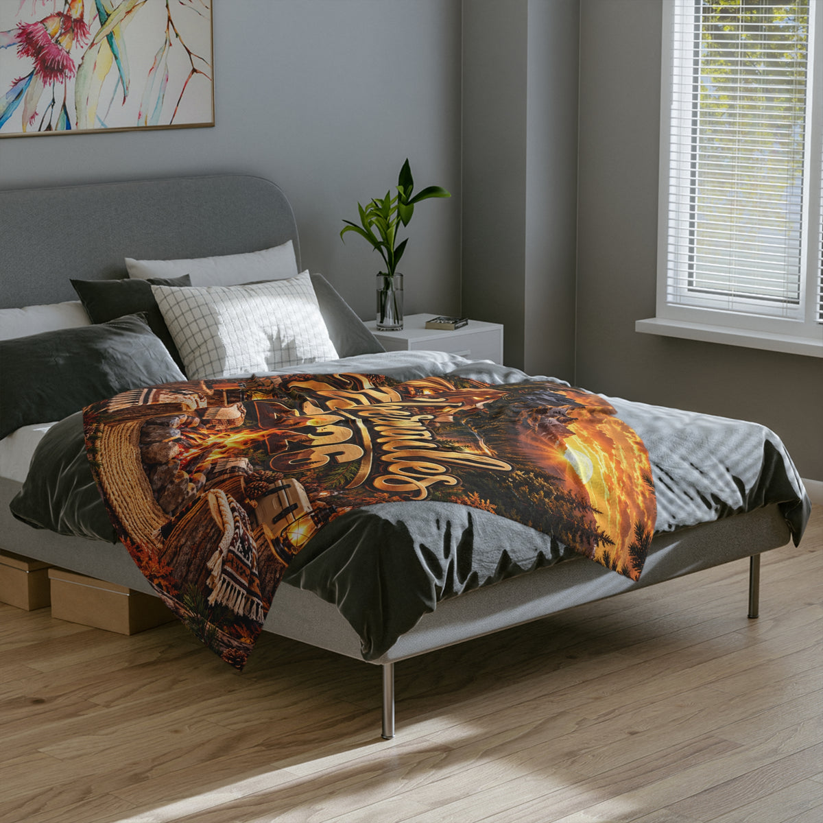Tabernacles 2026 Velveteen Blanket — Cozy Camping Sunset Throw