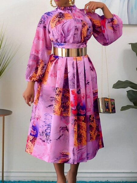 High-Waisted Printed Dresses Go With Belts
