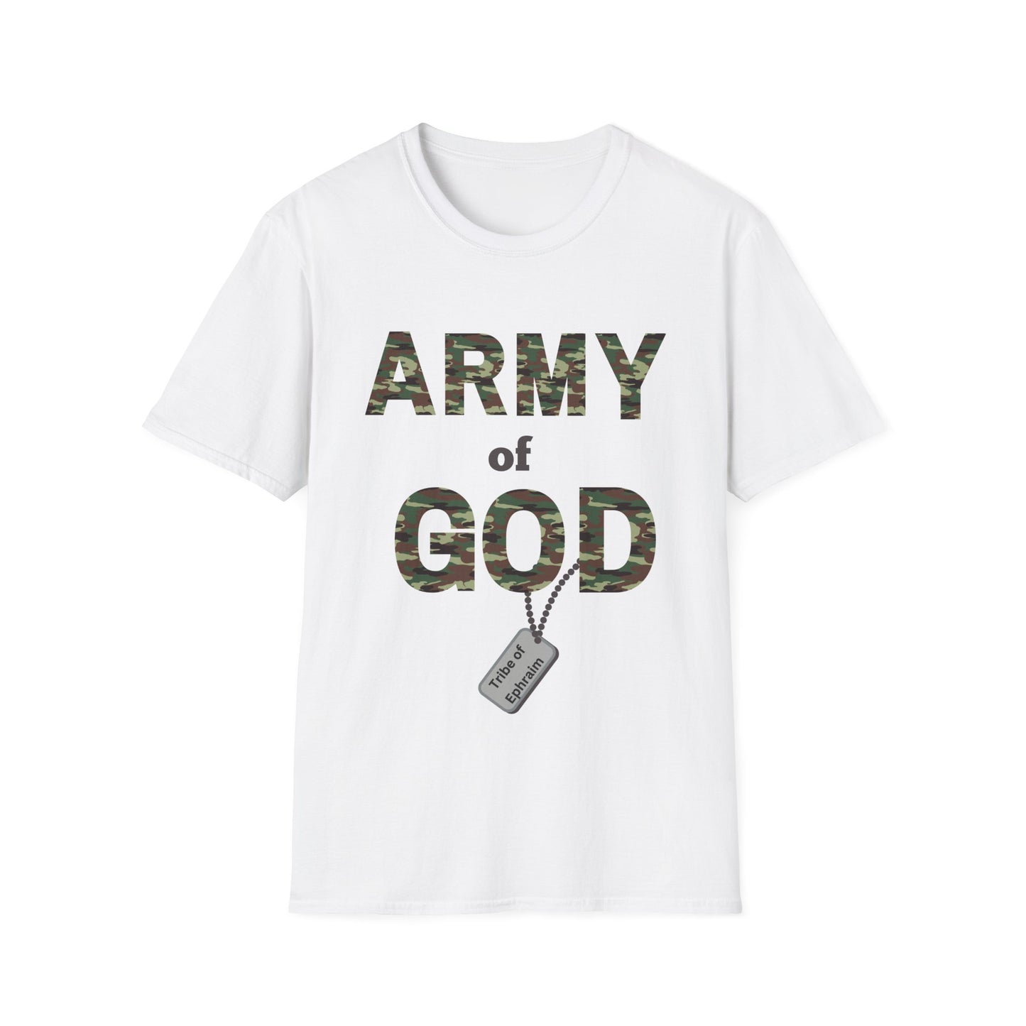ARMY OF GOD with customizable TRIBAL NAME dog tag Unisex Softstyle T-Shirt