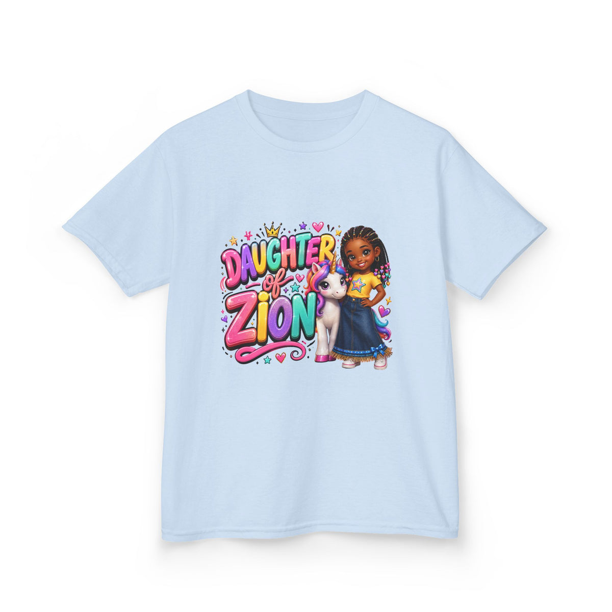 "Daughter of Zion"  Kids T‑Shirt — Colorful Girl Graphic