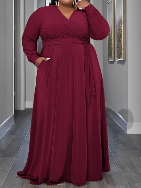 Casual Wrap Skirt Dress With Pockets