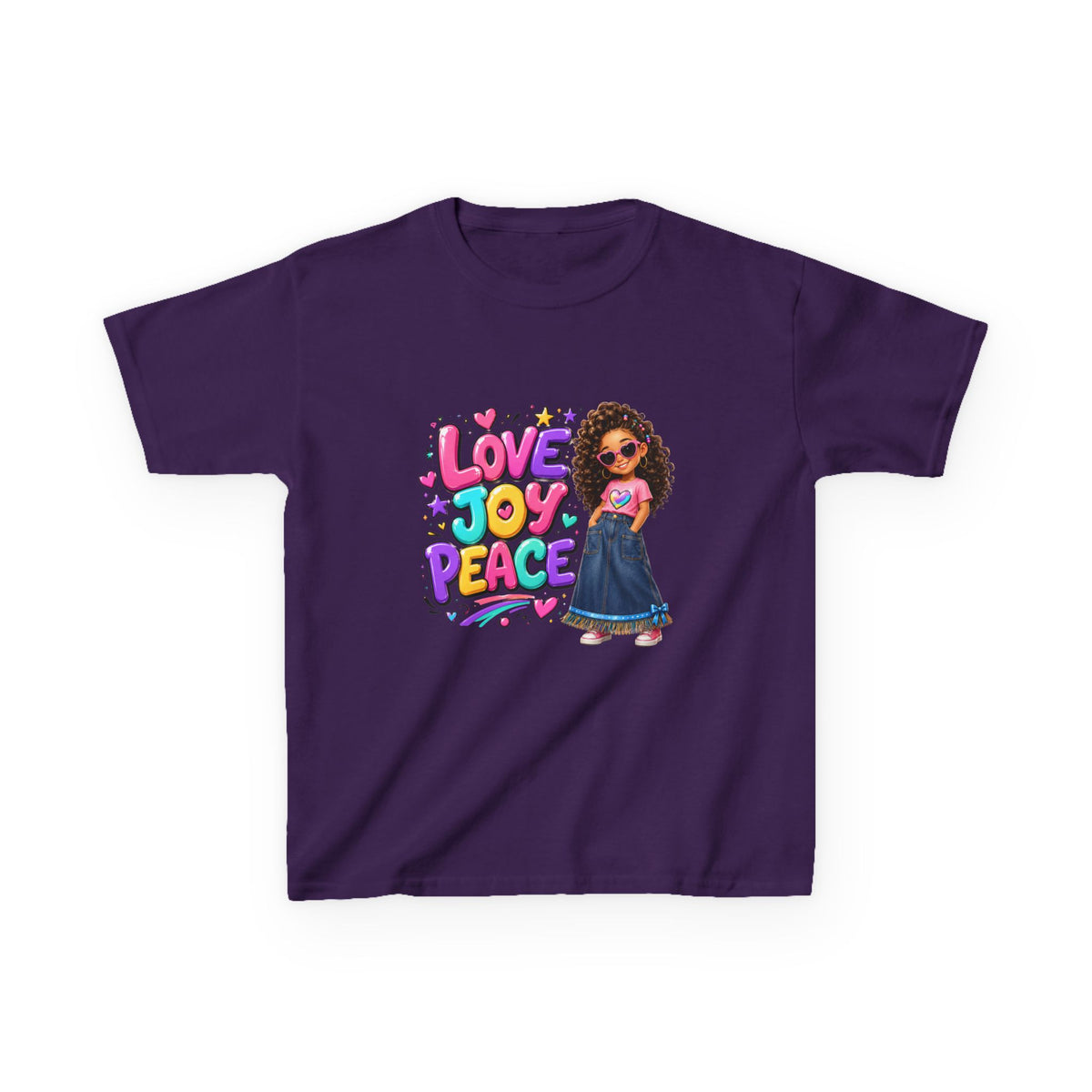 'Love Joy Peace' Kids Tee — Girl Graphic Shirt
