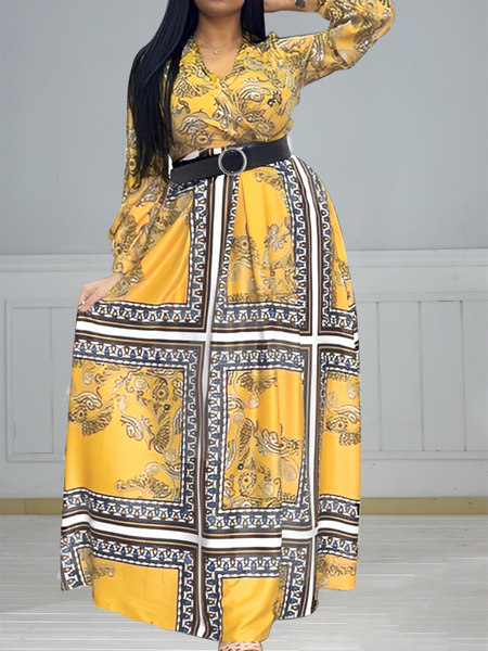 Printed Dress With Belt
