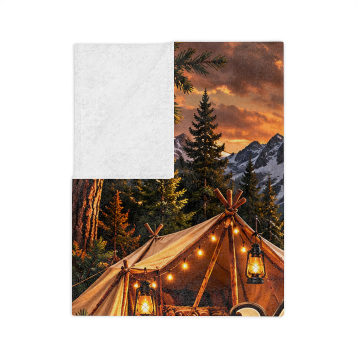 Tabernacles 2026 Velveteen Blanket — Cozy Camping Sunset Throw