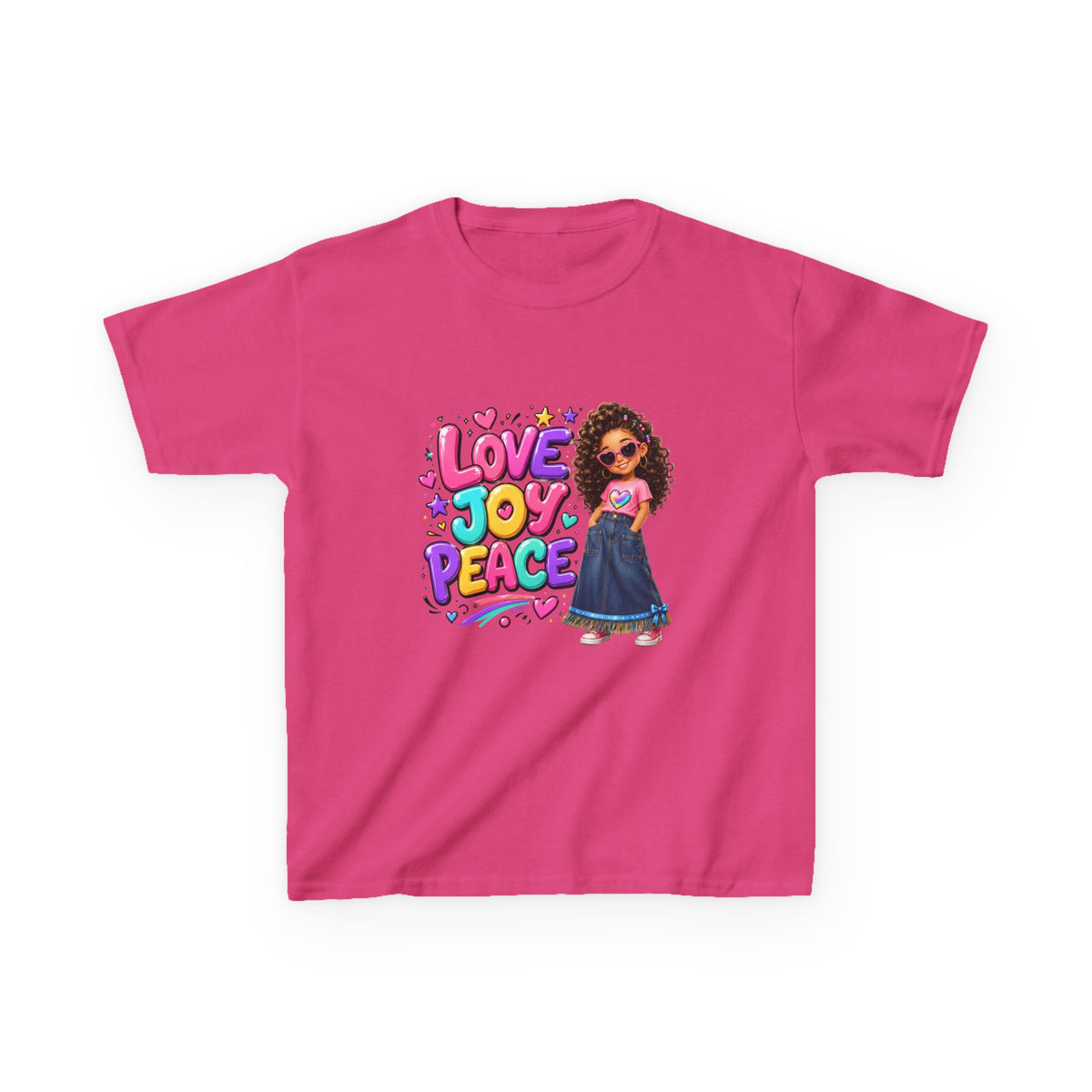 'Love Joy Peace' Kids Tee — Girl Graphic Shirt