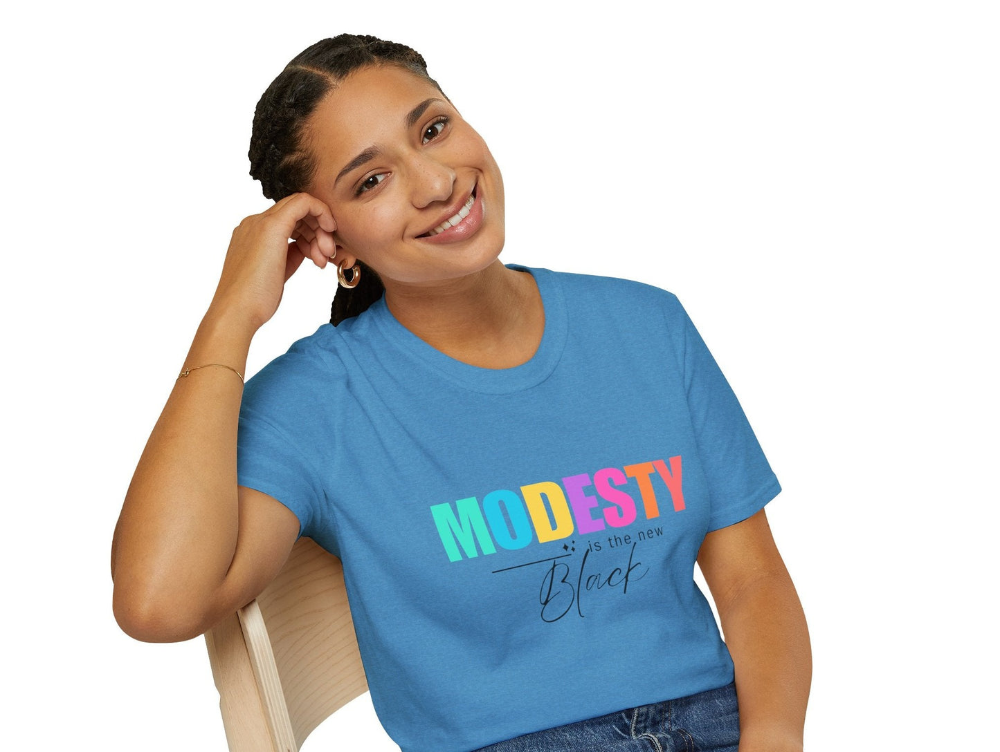 Colorful Modesty Is The New Black  Font T-Shirt Black Font