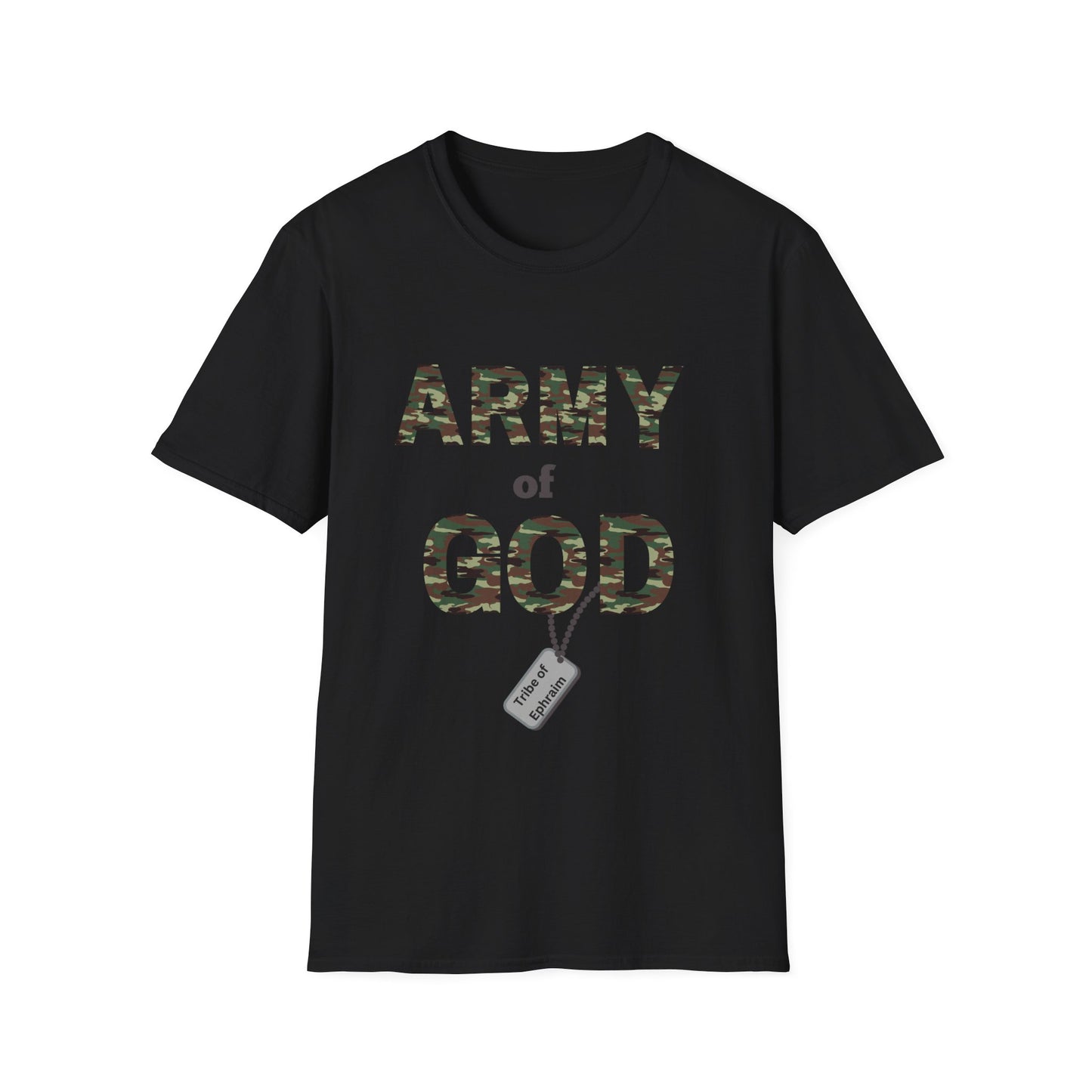 ARMY OF GOD with customizable TRIBAL NAME dog tag Unisex Softstyle T-Shirt
