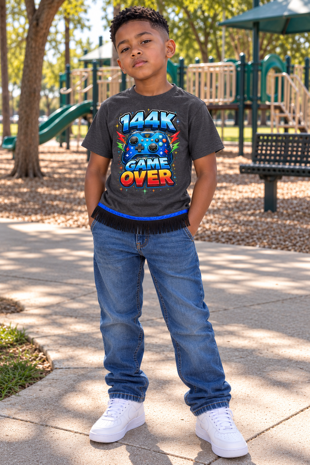 '144K Game Over' Gamer Controller Graphic Kids Tee softsyle