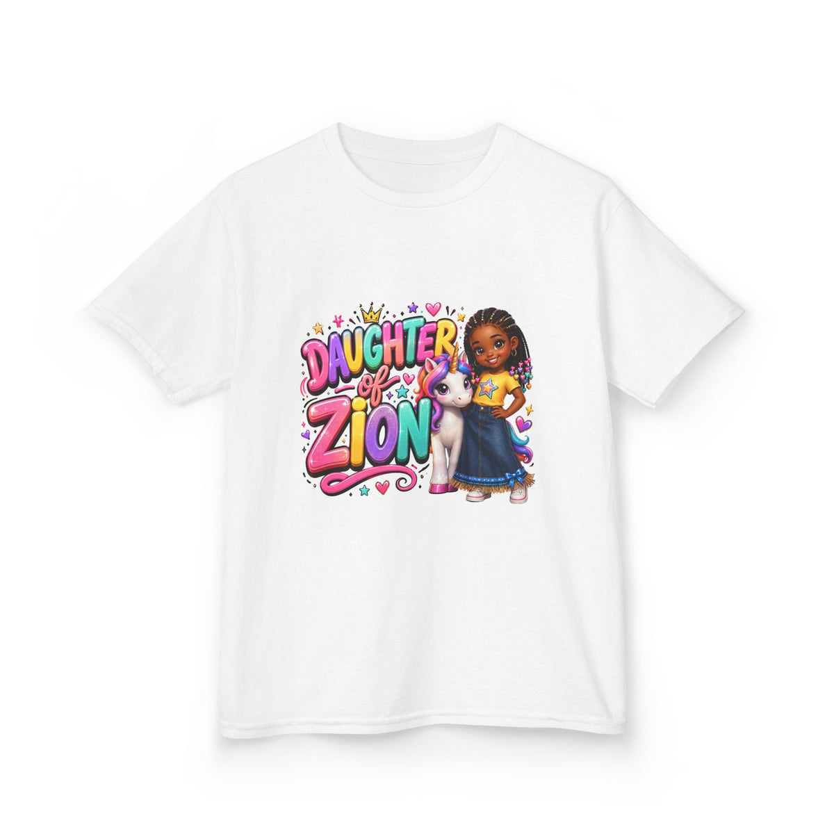 "Daughter of Zion"  Kids T‑Shirt — Colorful Girl Graphic