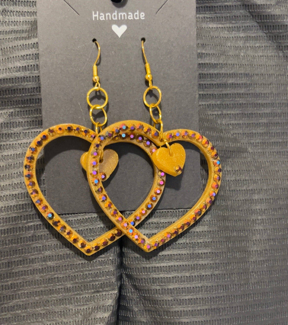 Heart-n-Heart Fish Hook or Clip On Earrings
