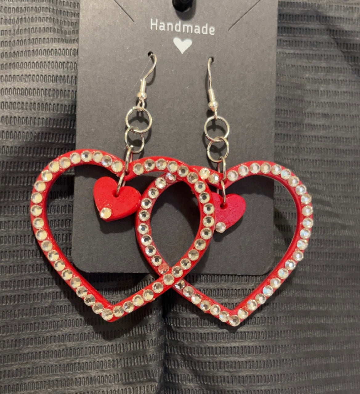 Heart-n-Heart Fish Hook or Clip On Earrings